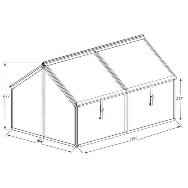 Minidrivhus sølv 120x80x67cm