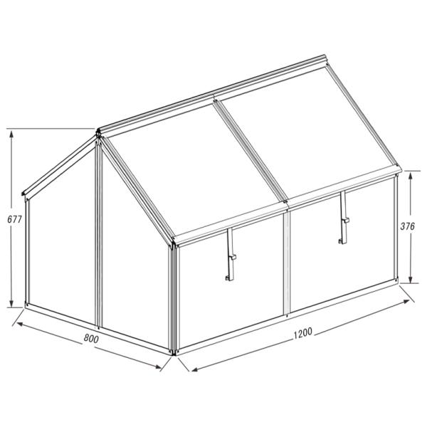 Minidrivhus sort 120x80x67cm