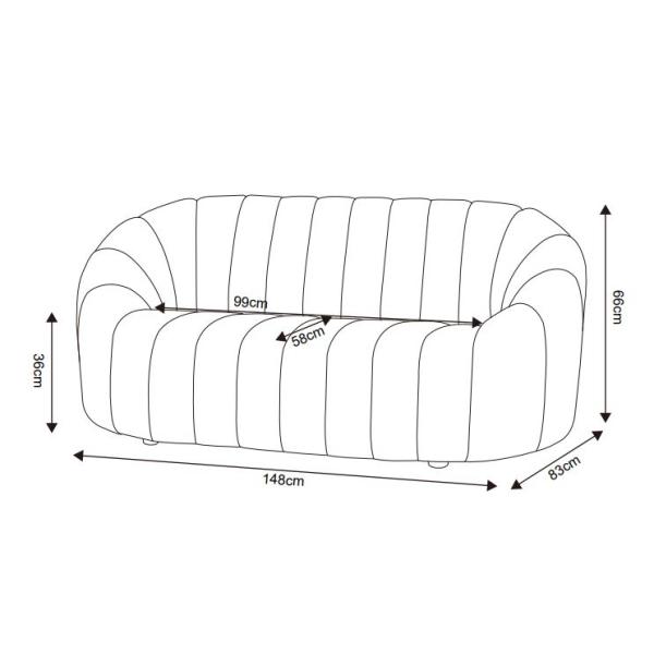 Parma 2 pers. sofa fløjl beige