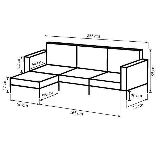 Padova venstrevendt chaiselong sofa mørkegrå