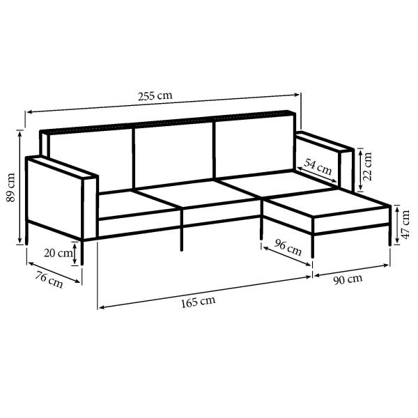 Padova højrevendt chaiselong sofa beige